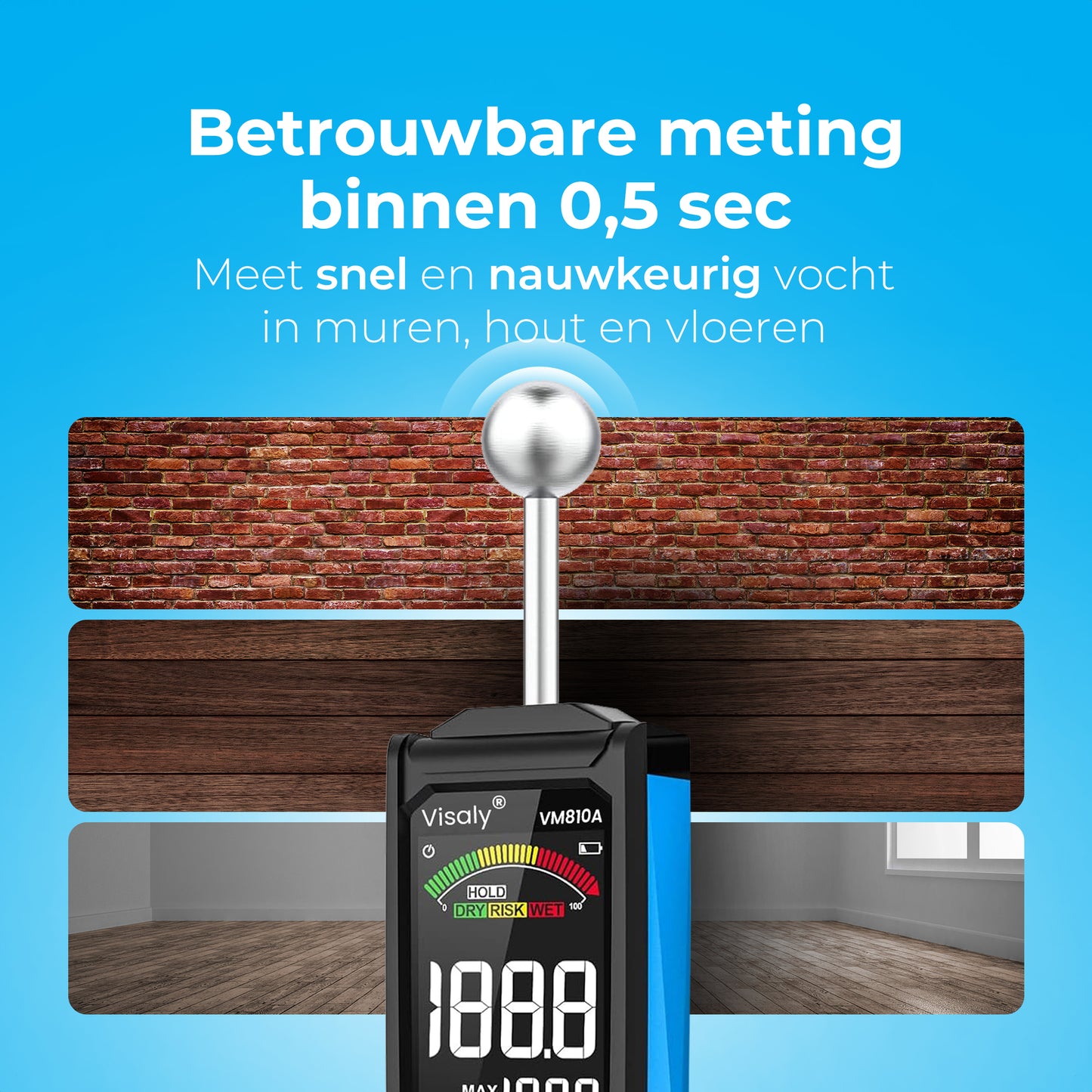 Pinless Vochtmeter VM810A Pro