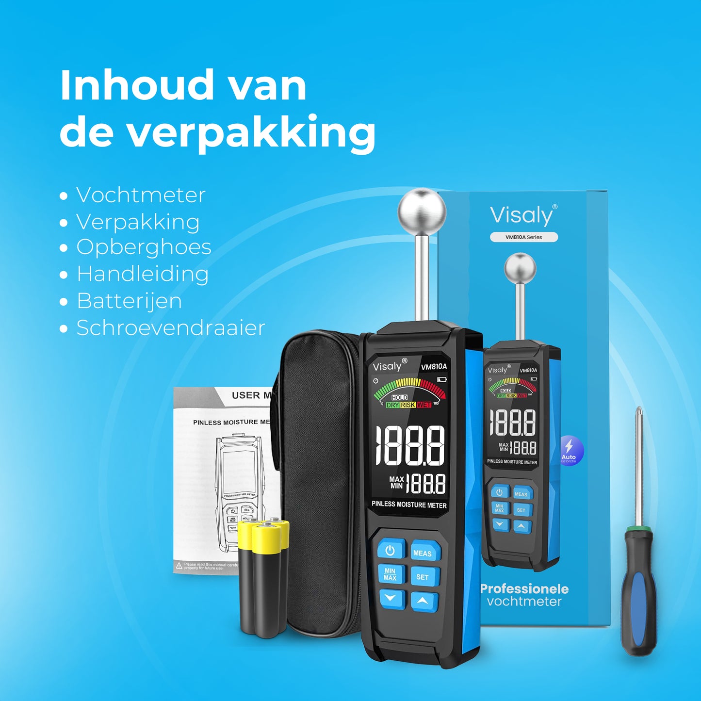 Pinless Vochtmeter VM810A Pro