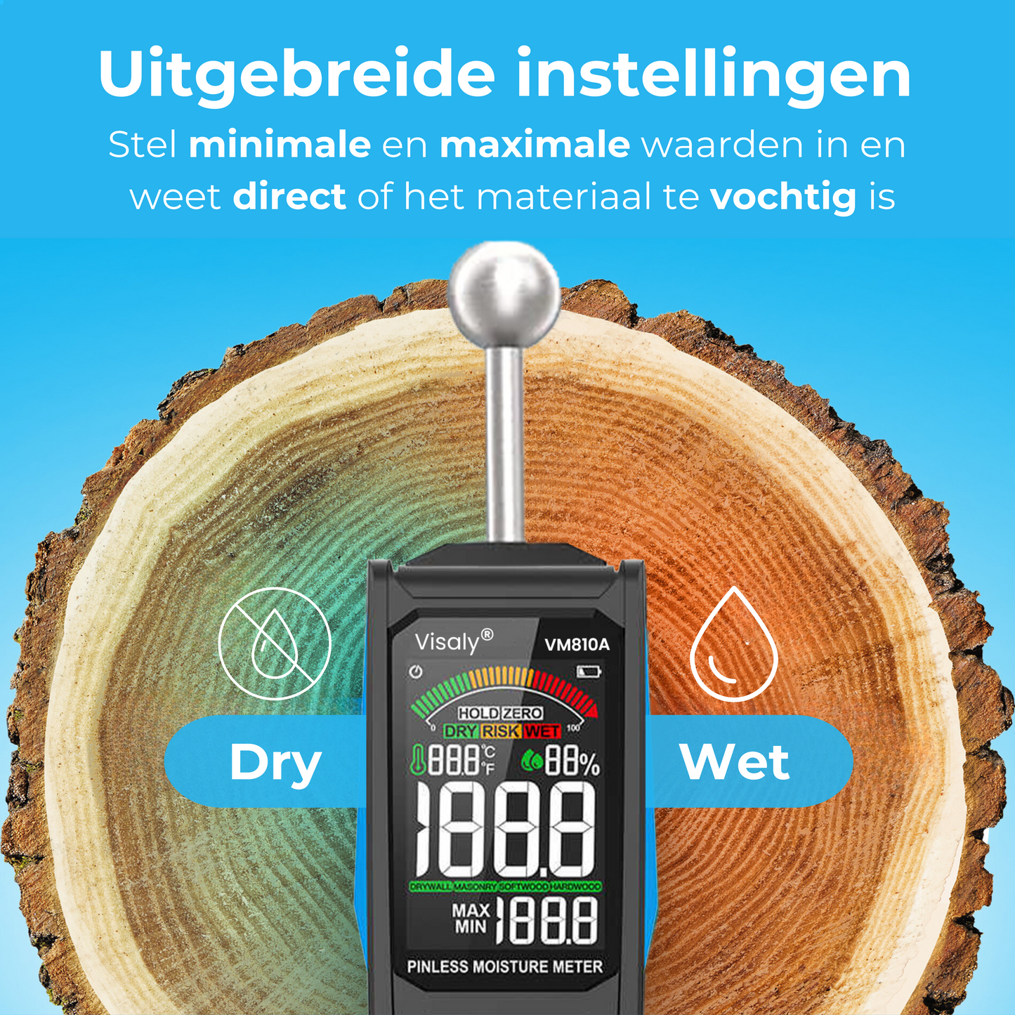 Pinless Vochtmeter VM810A Pro