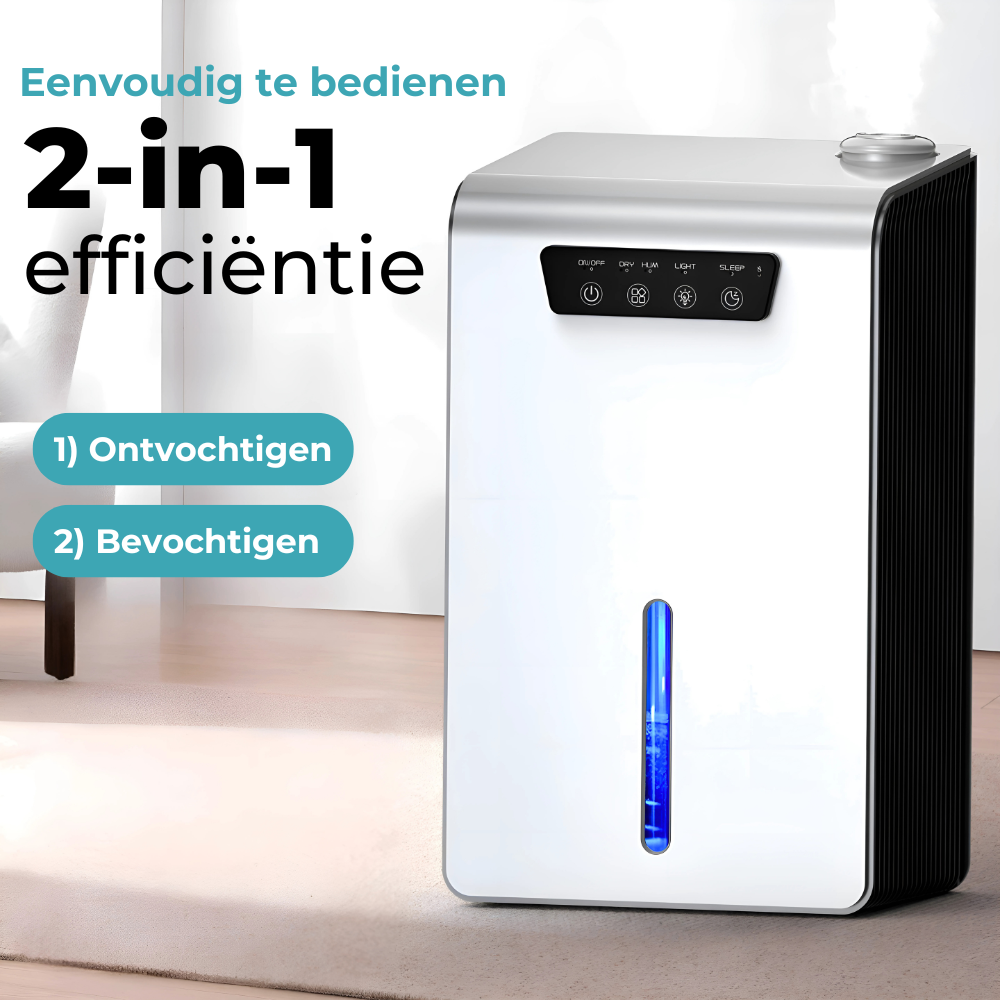 2-in-1 Luchtontvochtiger en Bevochtiger