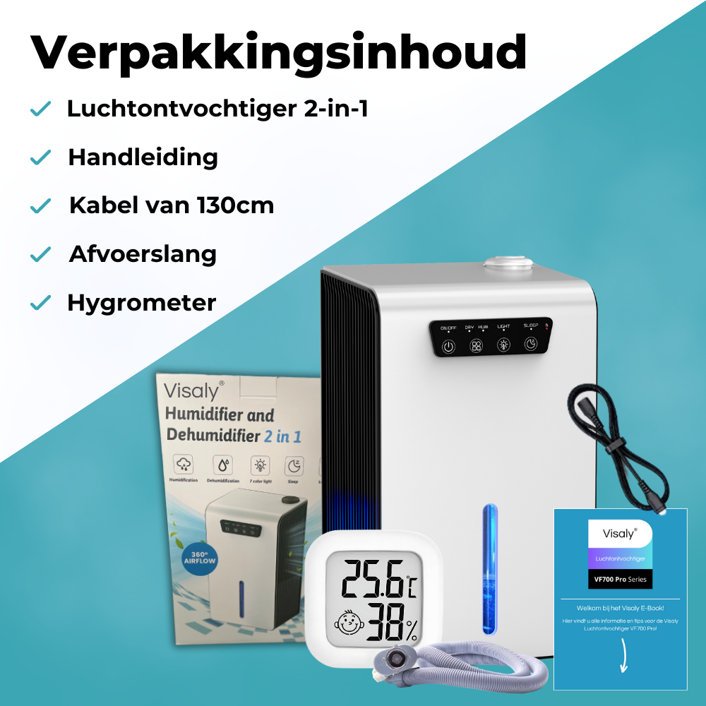 2-in-1 Luchtontvochtiger en Bevochtiger